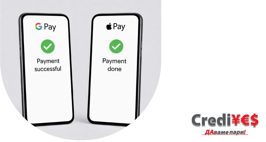 Плащайте вноските си в CrediYES с Google Pay и Apple Pay